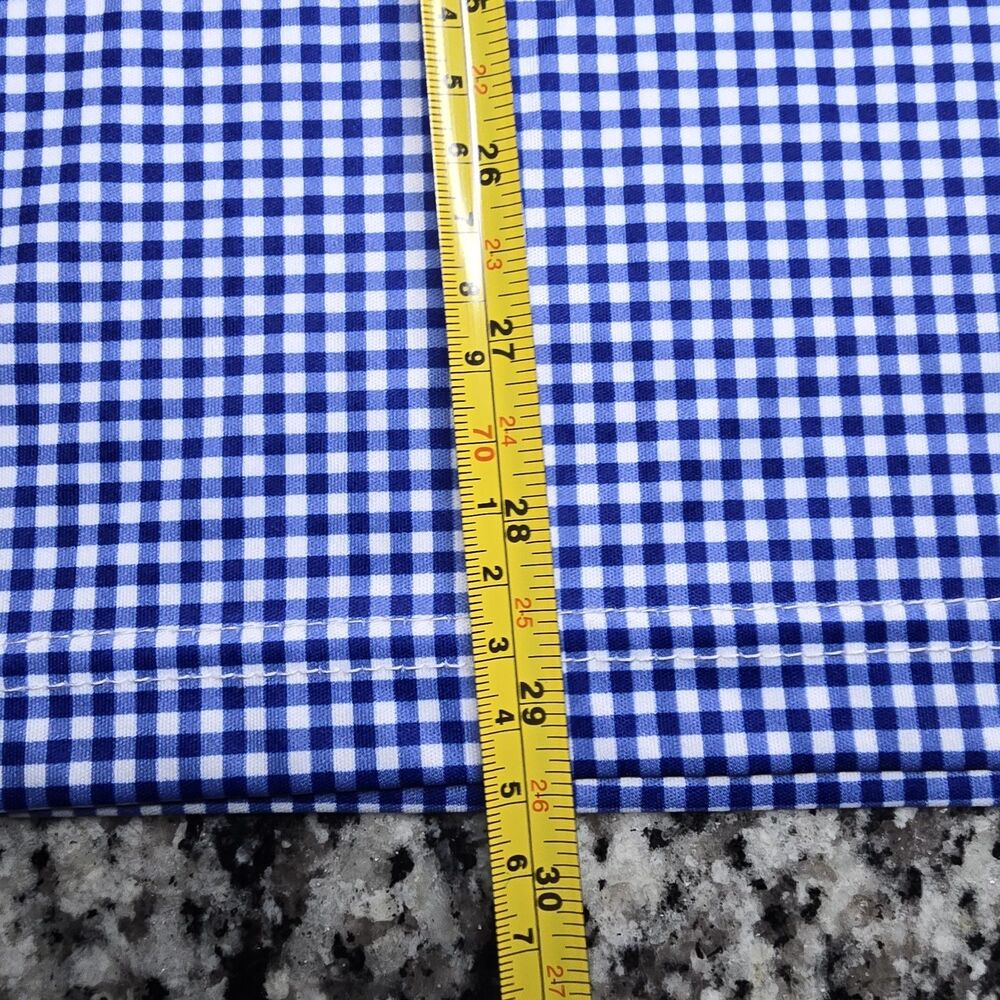 Collars & Co Blue & White Gingham Plaid Long Sleeve Dress Collar Polo L - Picture 4 of 5